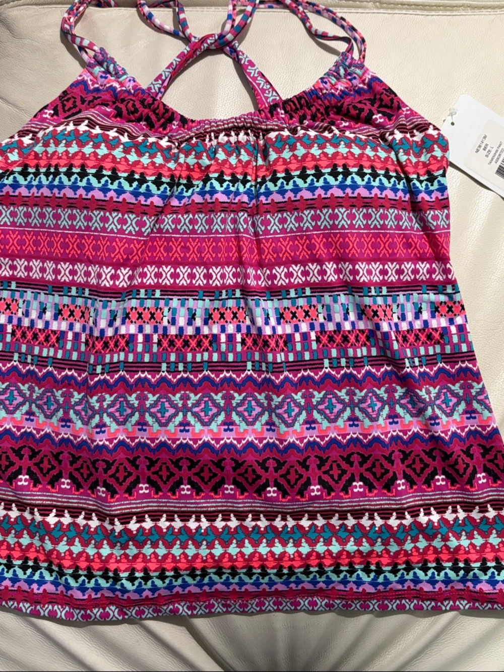 Next Level Apparel Pink Multi-Color Women's Swim Tankini Top